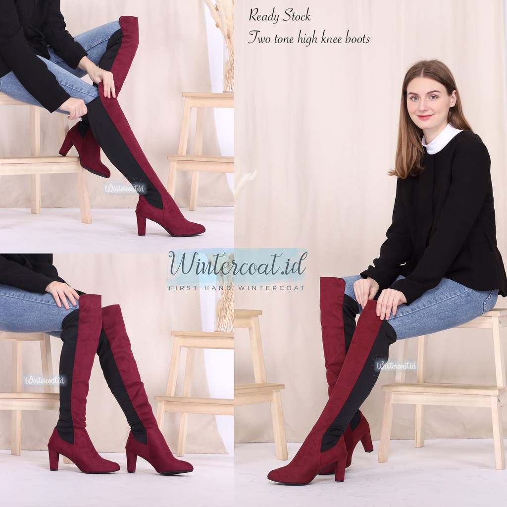 High knee boots overknee boots wanita women heels winter tinggi