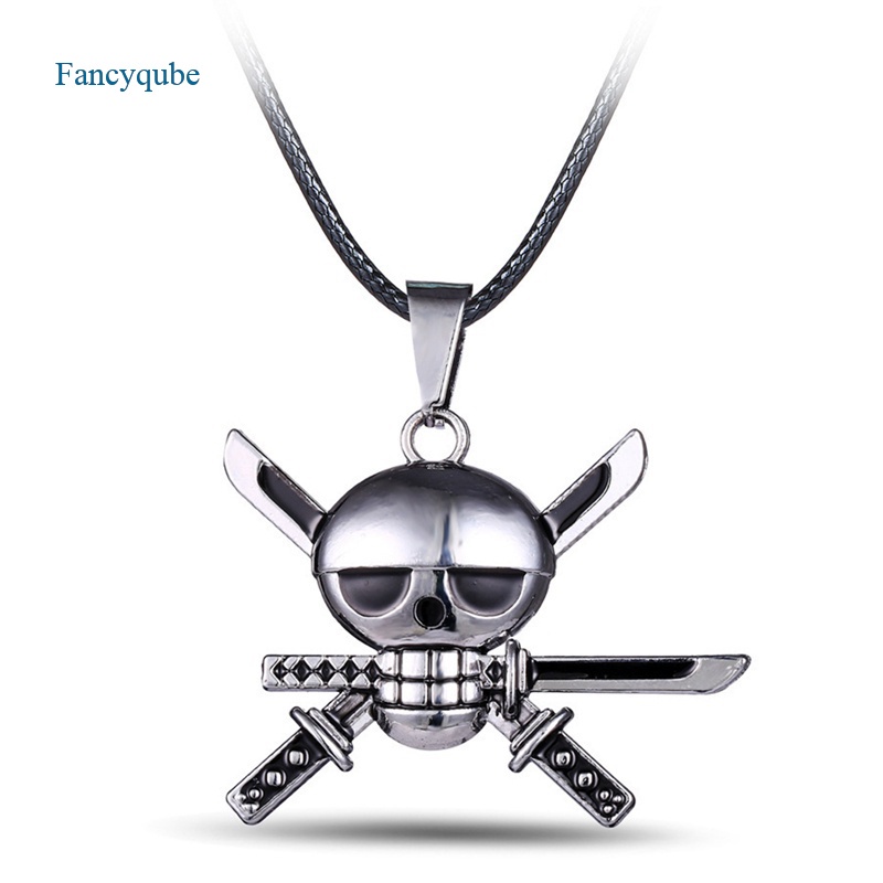 Fancyqube Kalung Rantai Choker Hias Liontin Tengkorak Bajak Laut One Piece Gaya Jepang Untuk Cosplay