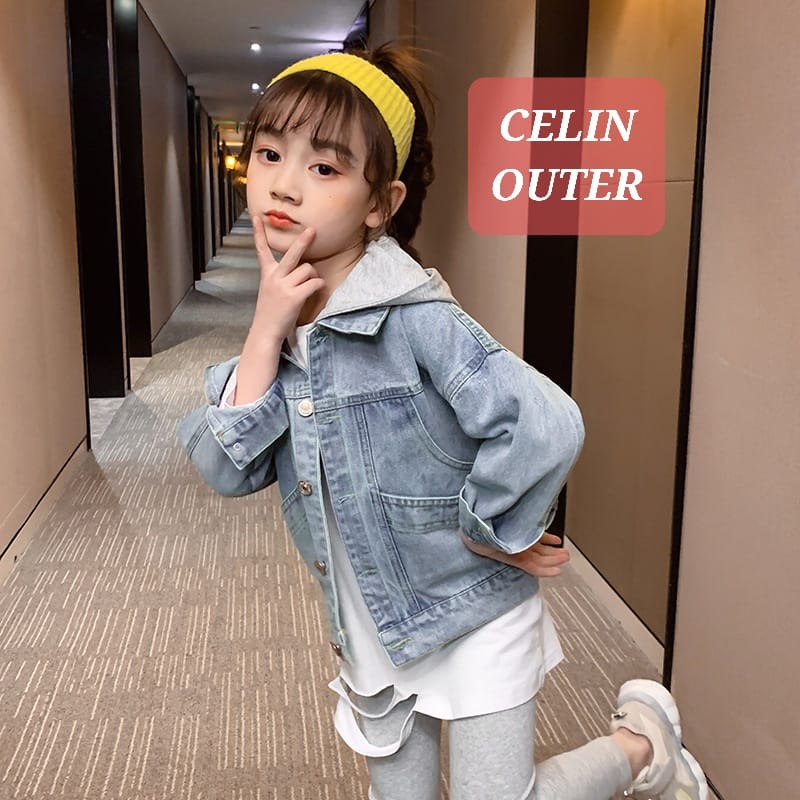 CELIN HOODIE OUTER JAKET JEANS DENIM ANAK REMAJA PEREMPUAN KOREA IMPOR