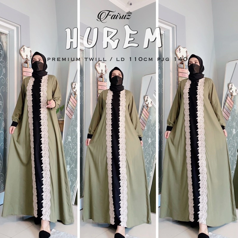 Daster Arab Fairuz HUREM  Maxi Dress Premium Gamis Twill Original Label