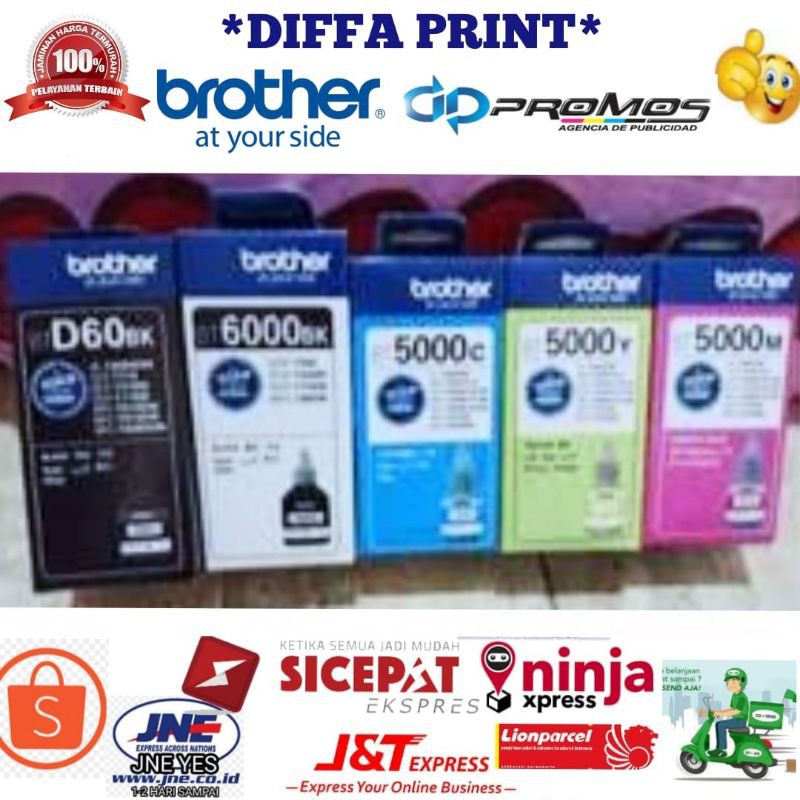 TINTA BROTHER BTD60BK / BT6000BK / BT5000C / BT5000M / BT5000Y Ultra Hight 108ml &amp; 48.8ml