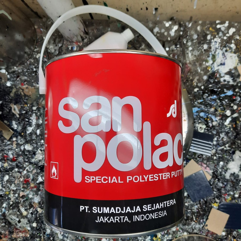 Dempul Sanpolac 4kg + Hdr- Warna Putih- Dempul Besi Kayu Plastik