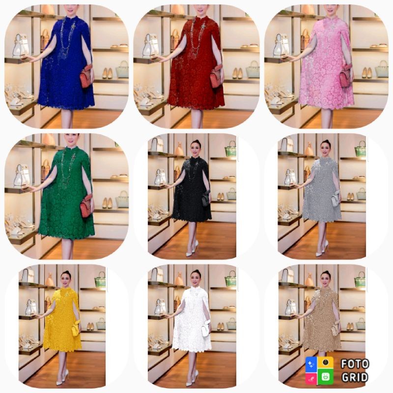 Dress brokat pesta longdress Lace wanita Elegan ukuran L XXL jumbo dress martha baju gaun malam pere