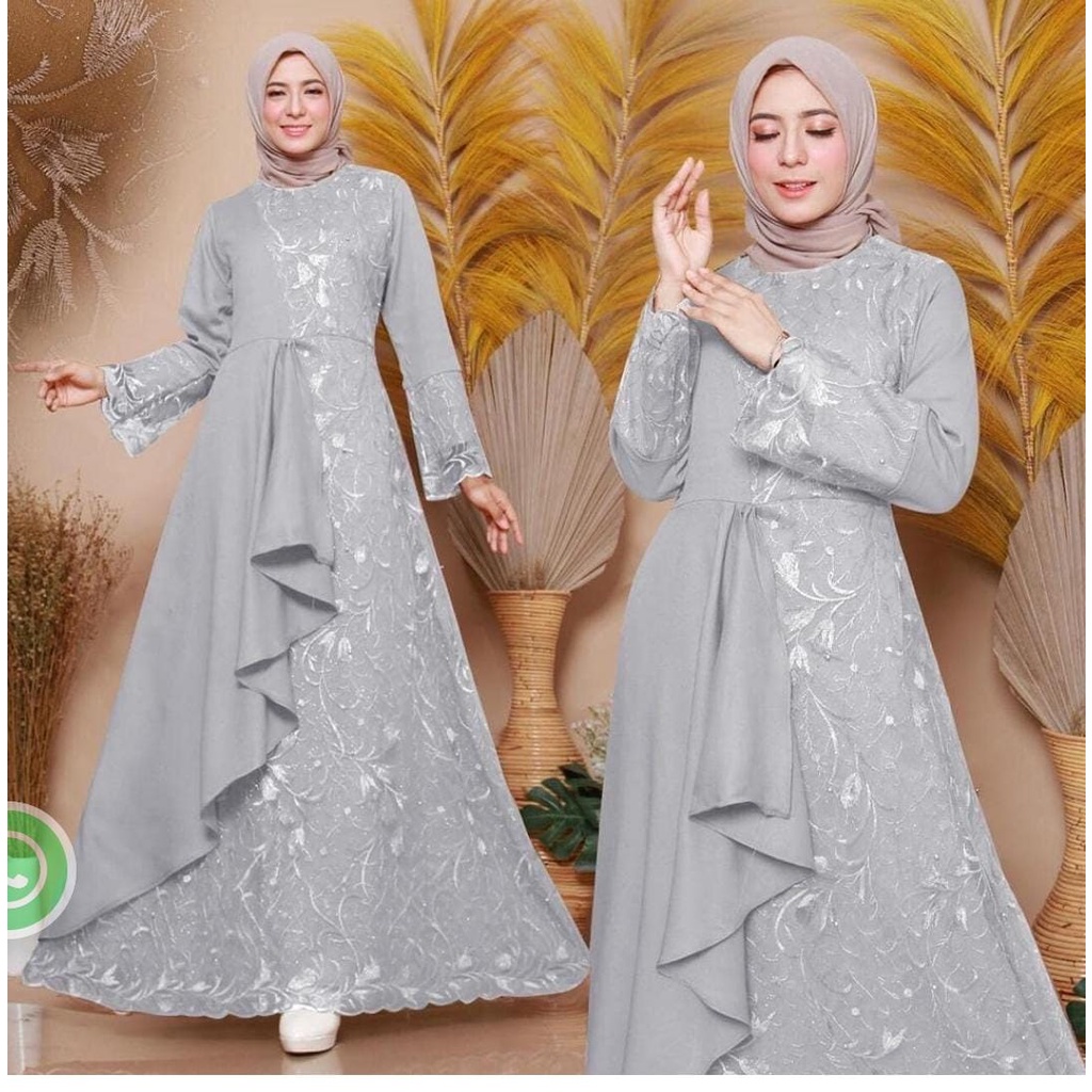 ZOLANA DRESS BO Bahan MOSSCRAPE MIX BRUKAT Baju Gamis Wanita Brukat Baju Gamis Remaja Gamis Wanita Terbaru 2022