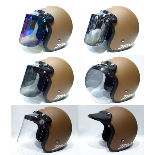 Helm Bogo Retro Jpn Coklat Doff