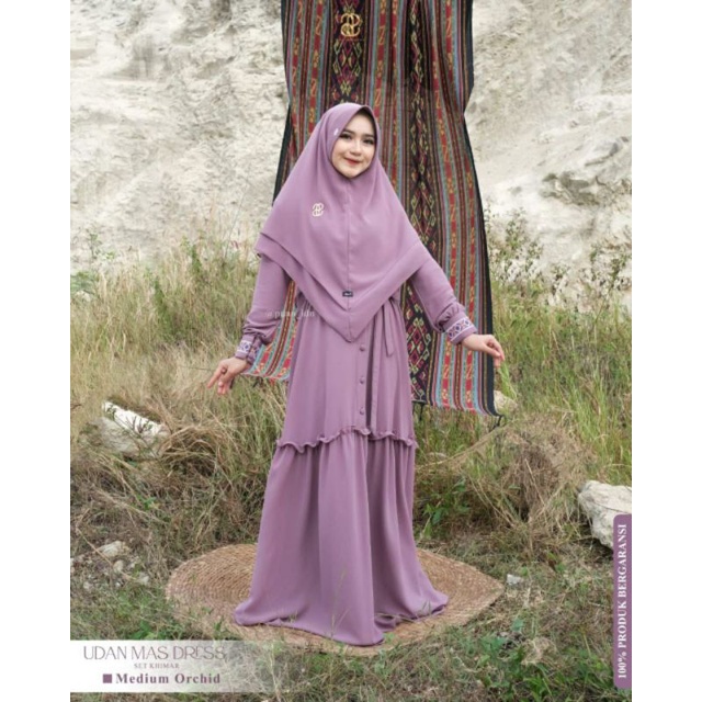 Puan Udan Mas Gamis Dress Set Khimar By Puan Terbaru