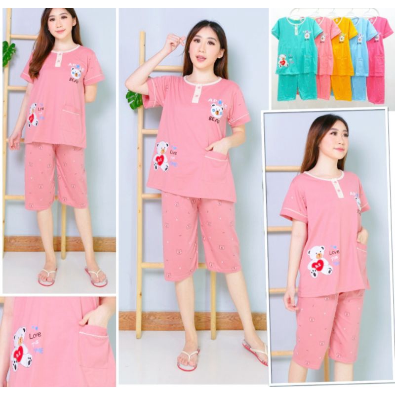 RM005 3/4 Tanggung Anak Remaja Merek Tessa Grosir Baju Tidur Wanita Anak Perempuan Piyama Anak Perem