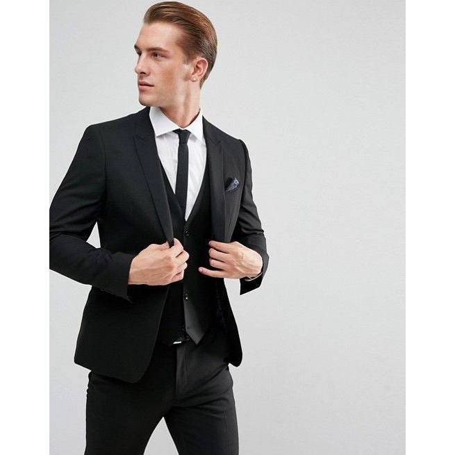 SETELAN JAS PRIA MODERN SLIMFIT SUIT 5IN1 - NEW ARTHUR BLACK HIGH TWIST ORIGINAL NIKAYU