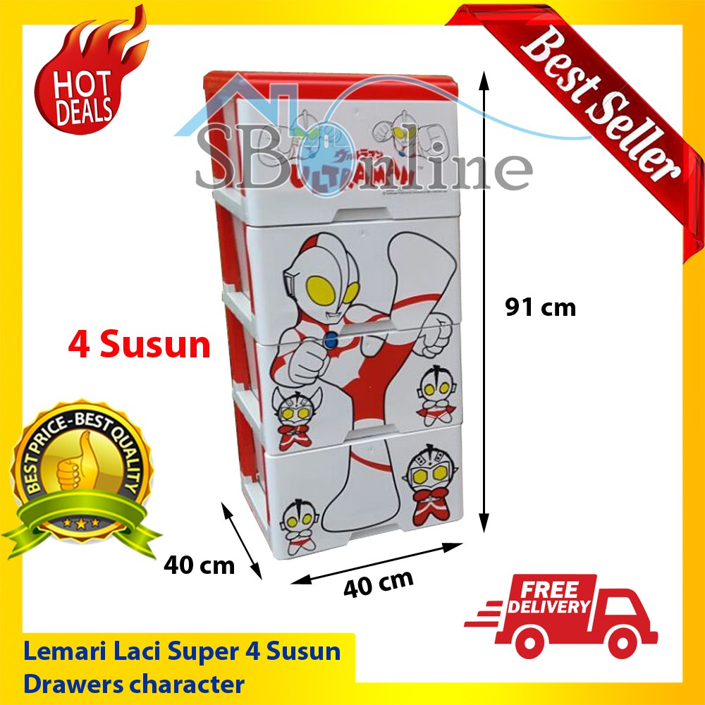 Lemari Laci Plastik Super Quality 4 Susun Karakter