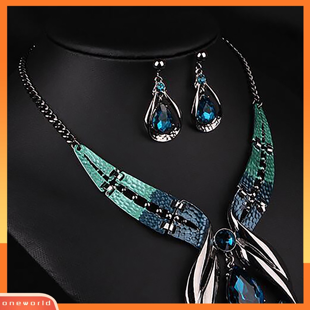 Set 3 Pcs Perhiasan Kalung Anting Drop Adjustable Anti Pudar Untuk Hadiah Ulang Tahun Pernikahan