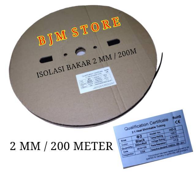 ISOLASI BAKAR 2MM - SELONGSONG BAKAR - HEAT SHRINK 2MM 1ROLL 200M