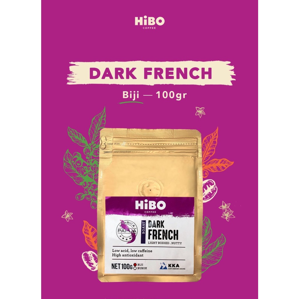 

Biji/Bean Kopi Arabika Papua Organik HiBO -Aroma Dark French 100 gr