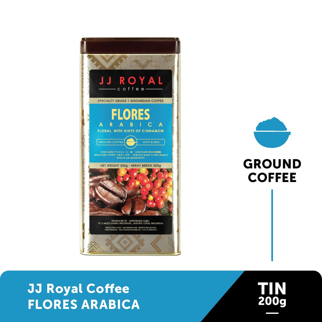 

JJ Royal Coffee Flores Arabica Ground (Kopi Bubuk) Tin 200g