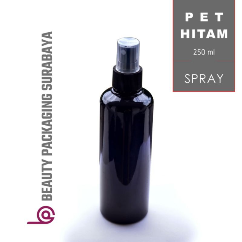 Botol Plastik  PET 250ml BR Hitam Tutup Spray