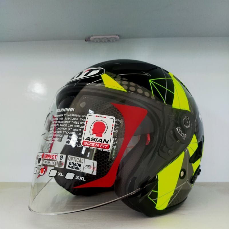 HELM KYT GALAXY FLAT R MATRIX YELOW DOBEL VISOR