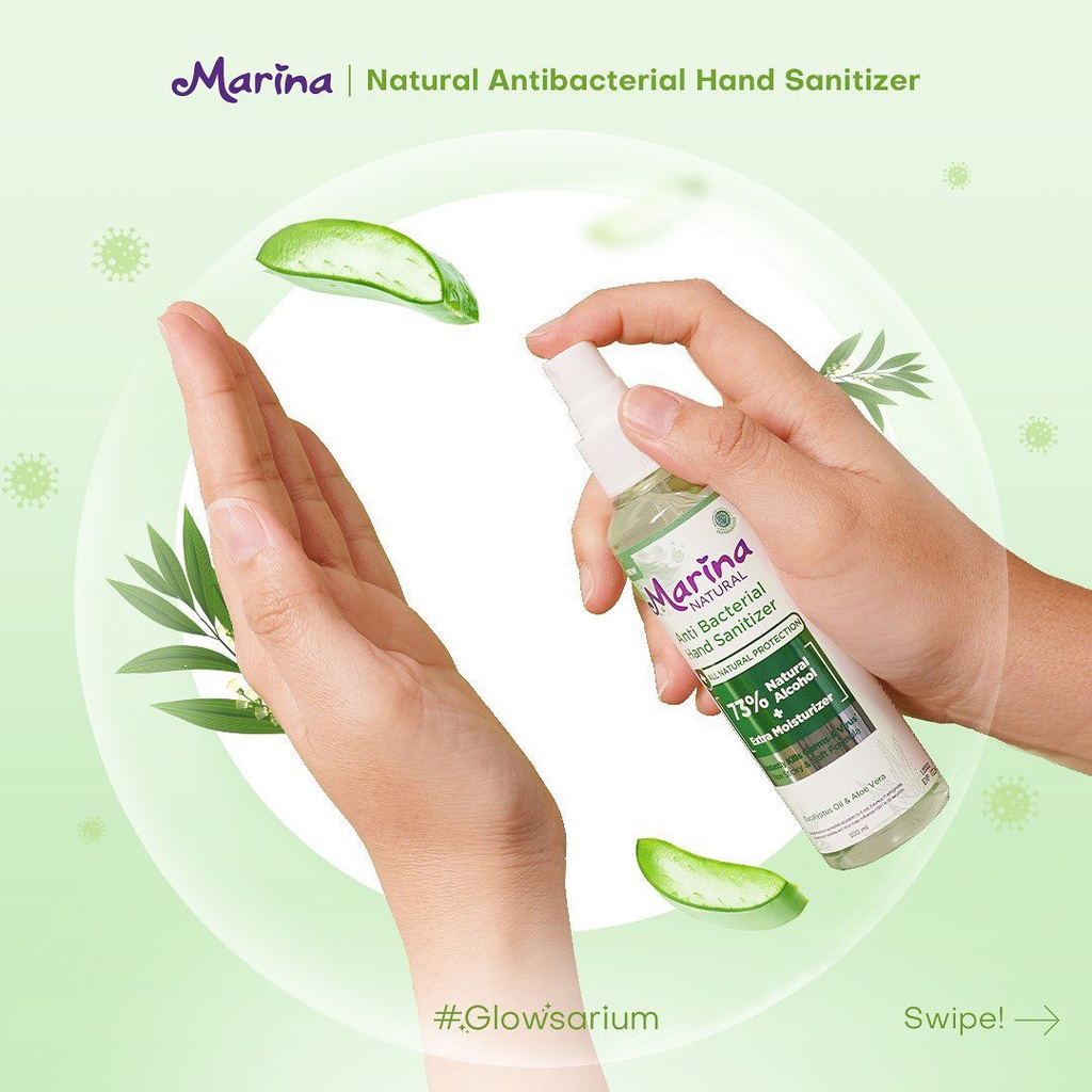 ❤ Under100 ❤ Marina Anti Bacterial Hand Sanitizer 73% Natural Alcohol + Extra Moisturizer 100ml | Hand Cream 50ml