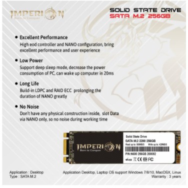 Ssd m2 imperion 256gb sata ngff 2280 3d nand flash for pc laptop cpu - Solid state drive Pci-e Pcie 3.0 m.2 b-key