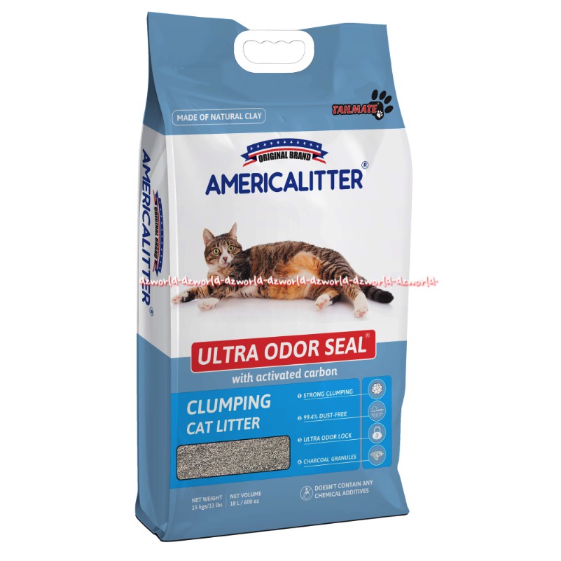 Americalitter Ultra Odor Seal Clumping Cat Litter 10L America Litter Pasir Kucing Untuk Bau Menyengat Muda Mengumpal 10 Litter