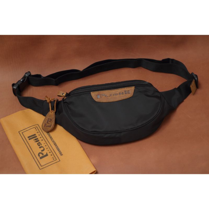 waistbag pusiill 014 Premium/waterproof/polyester/kombinasi kulit asli/pria dan wanita