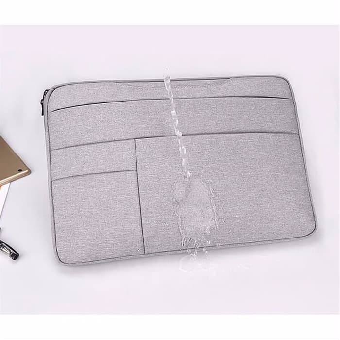 Tas Laptop 14 inch Softcase Macbook Pocket Hanstrap Waterproof - Pink