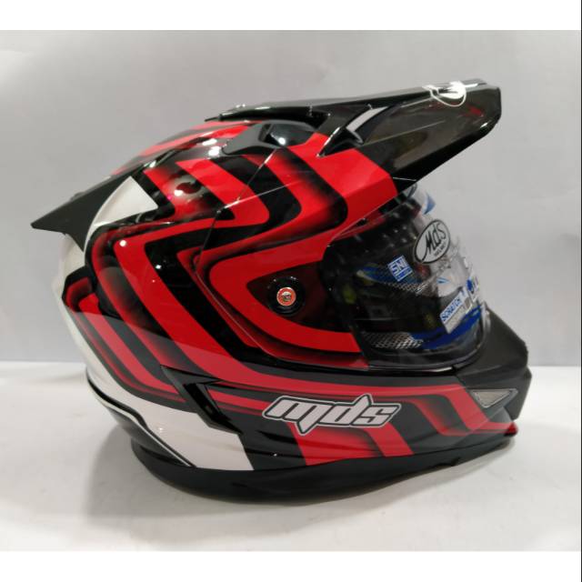  HELM  MDS FULLFACE DOUBLE VISOR  MOTIF 1 WARNA  MERAH PUTIH 