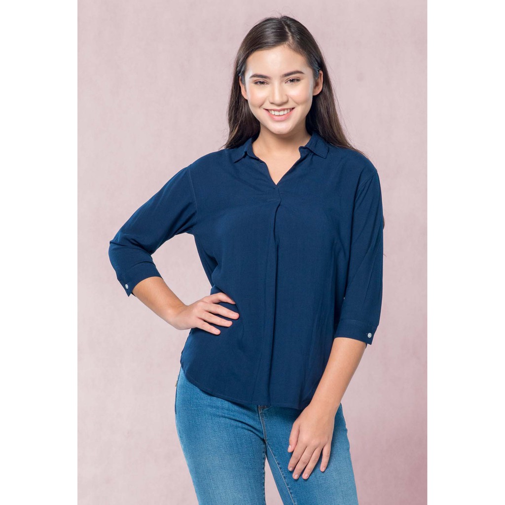 

C2 Gyelda Navy Basic Blouse