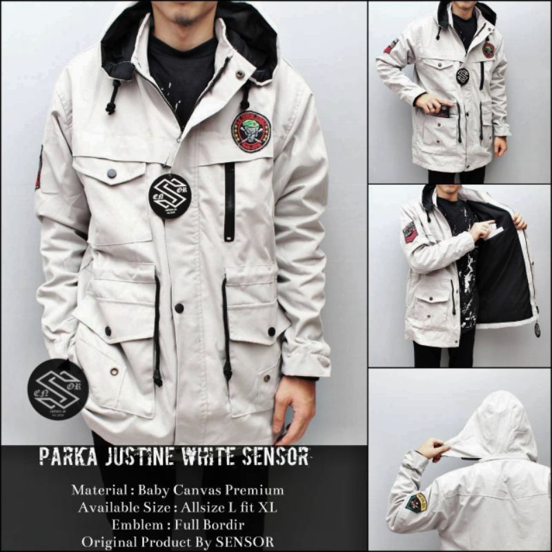 jaket parka pria justine / jaket pria kanvas sensor premium