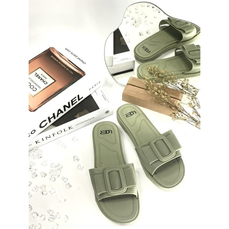 Sandal Slop Gesper BEST SELLER Import LCR F-020-Hijau Olive
