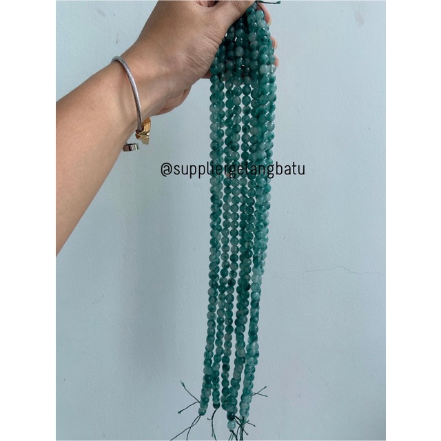 batu GIOK CINA CUTTING 8mm FACETED UKIR bahan gelang kalung green craft kerajinan tangan fashion model kekinian fyp citayam