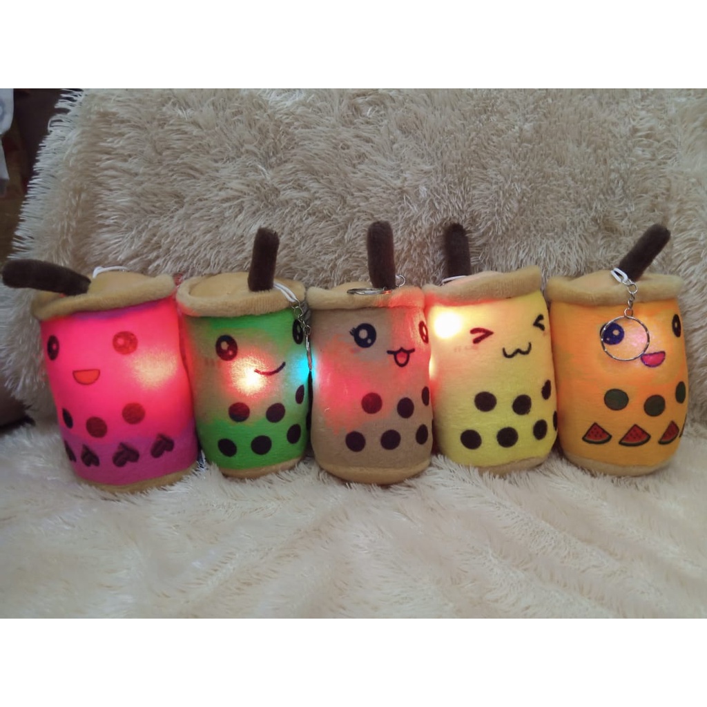 Gantungan Kunci Boneka Boba Mini - GANCI LED - Gantungan Bubble Milk Tea Bisa Nyala - Boba Mini Uk. 