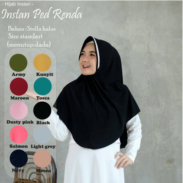 [PROMO] HIJAB TERBARU INSTAN DENGAN RENDA DI PED PREMIUM - BAHAN STELA HALUS