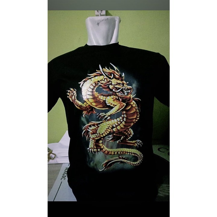 Kaos Naga Emas Ukuran Dewasa Dan Anak Model Unisex T Shirt Dragon Chinese Kualitas Cetak 3d Shopee Indonesia