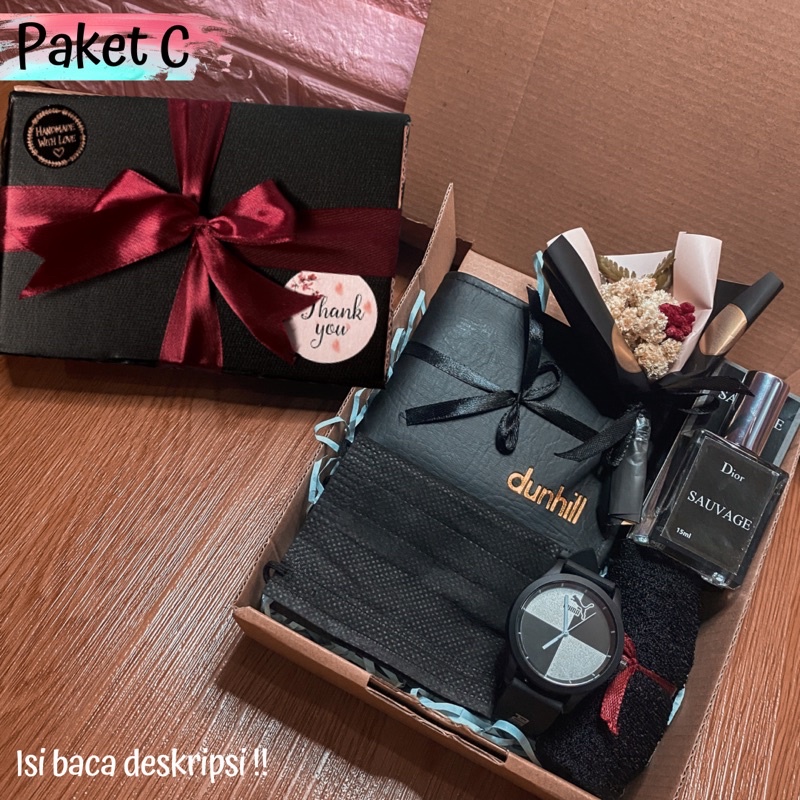 Paket C Komplit Kado Gift Box Hampers Cowok Pria Hadiah Ulang Tahun Wisuda Pacar Sahabat Keluarga
