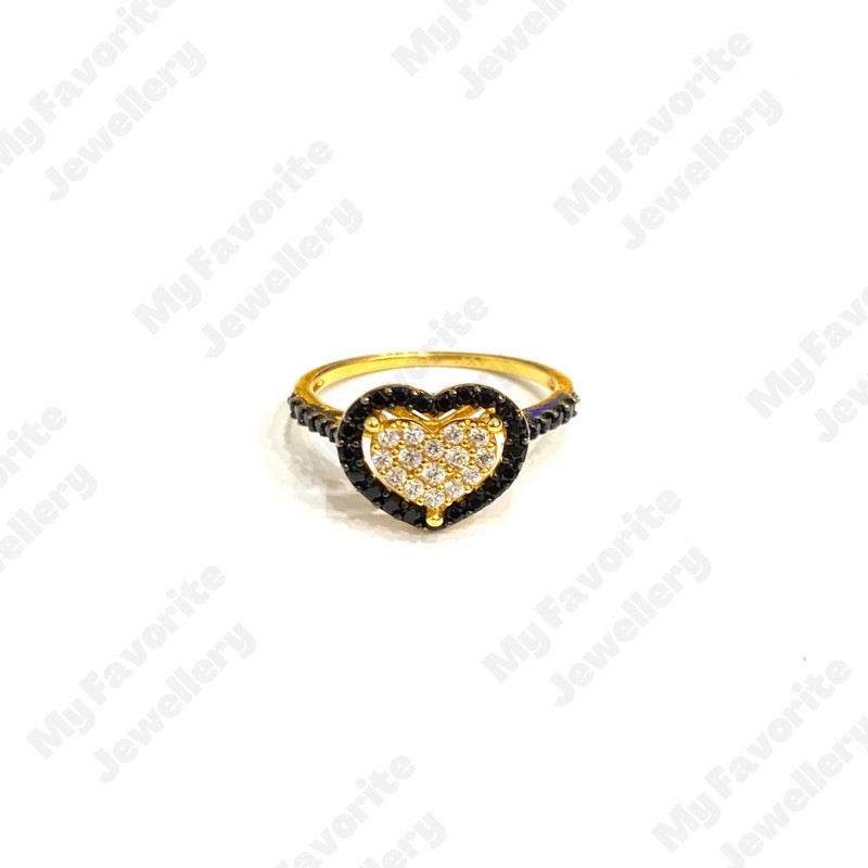 Cincin Model Love AD Hitam Uk16 (Emas Asli Kadar 875)