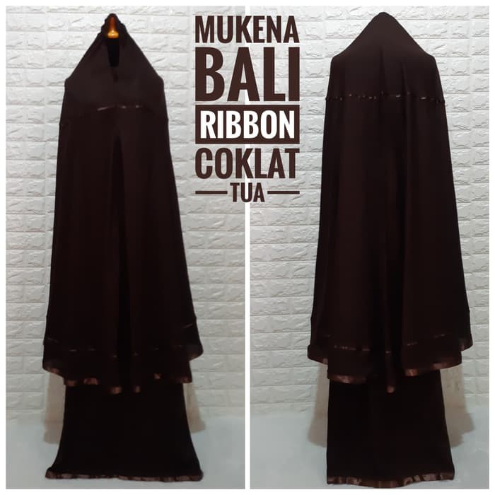 MUKENA BALI RIBBON COKLAT TUA