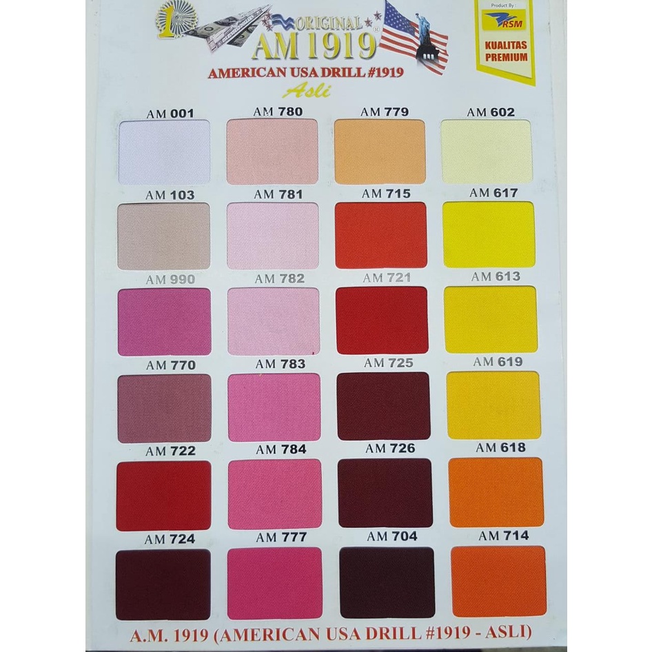 Kain American Drill Original Bahan Seragam Meteran Warna Lengkap