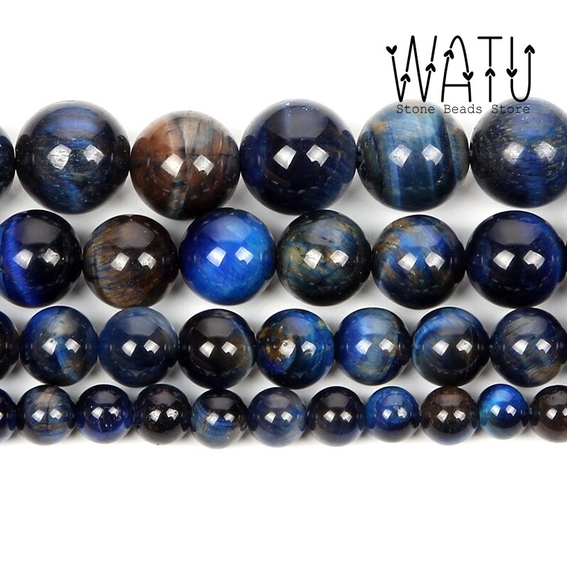 Batu Alam Tiger Eye Blue Lazuli Dyed Round Beads