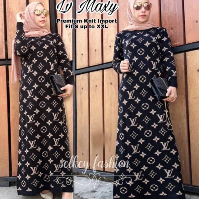 gamis rajut motif LV
