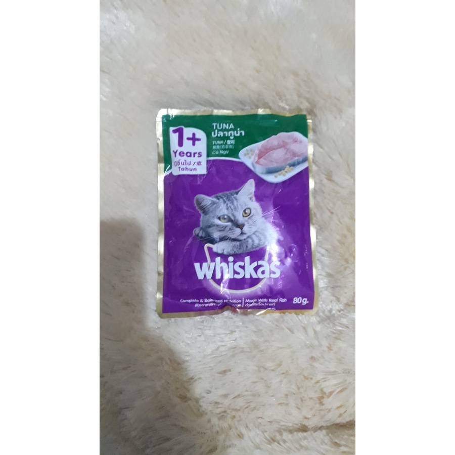 pakan basah / wet food sachet Whiskas 1+ years 80gram