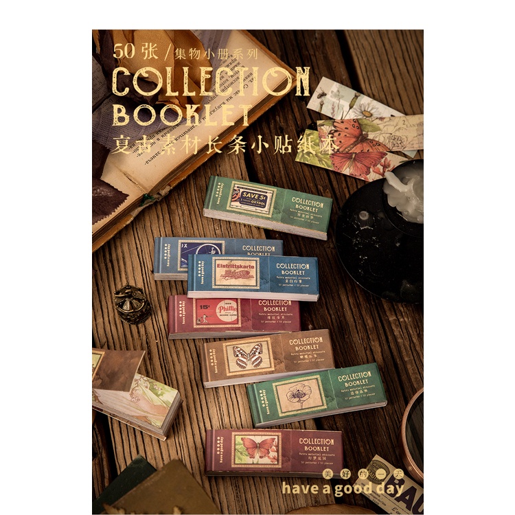 Journamm 50pcs/pack Vintage Material Stickers Mini Book Scrapbooking Junk Journal Creative Stationery DIY Decoration Stickers-6