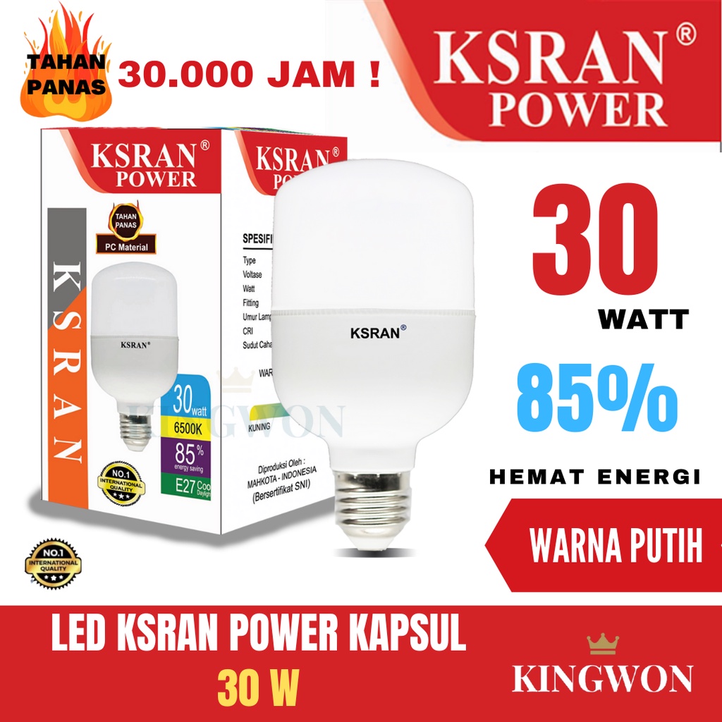 KSRAN Lampu LED 30 watt POWER - Putih Kapsul