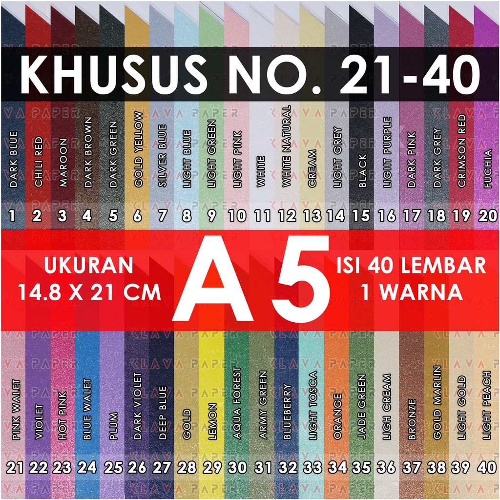 

Kertas Jasmine A5 isi 40 Lembar - Paper Flower, Bunga, Kerajinan Warna KLAVA Khusus Kode Warna 21-40