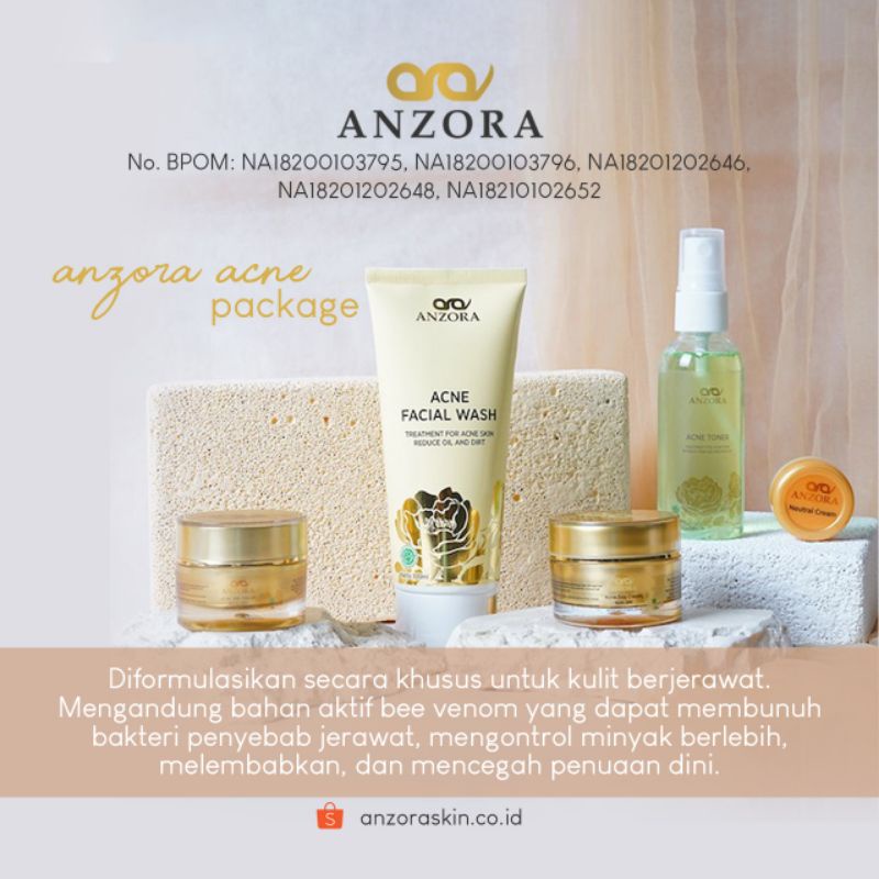 Anzora skincare - skincare anzora - anzora glow - anzora paket glow - anzora acne - anzora paket acne - anzora acne dark sport (free gift sabun susu sereh/bakso aci)