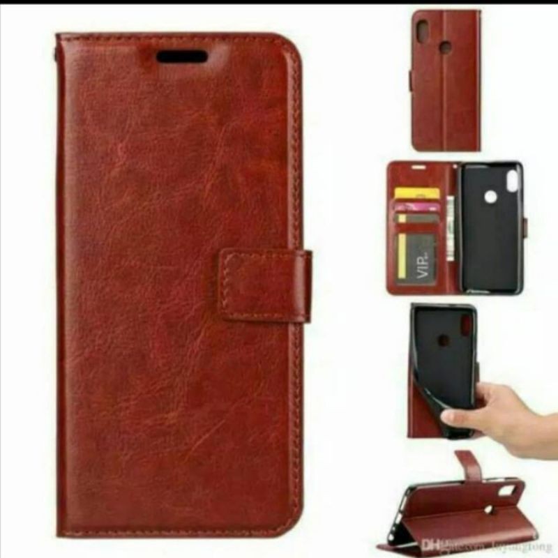Oppo F3 Leather Case Flip Cover Casing Sarung Dompet Wallet Kulit