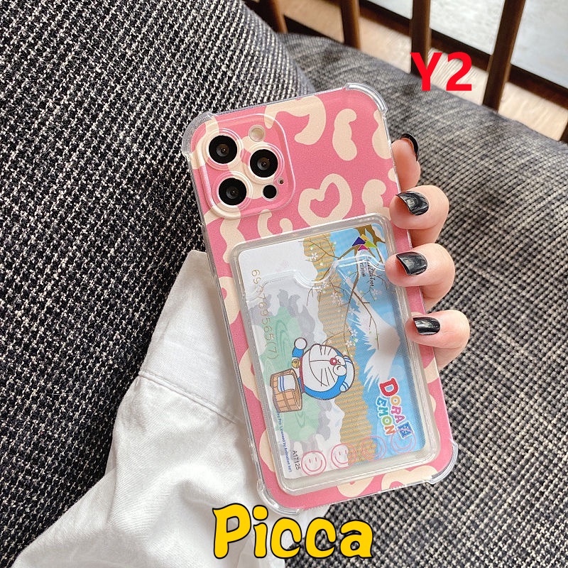 Casing Oppo A3S A54 A96 A5S A12 A55 A9 A5 2020 A15 A76 A7 A12E A35 A11K A16 A74 A15S A95 A36 A11 Reno 86 7 Simple Transparan Motif Leopard Tempat Kartu Foto Casing Hp Soft Cover