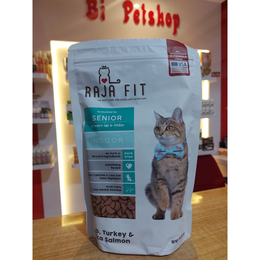 makanan kucing raja fit senior indoor 500gr