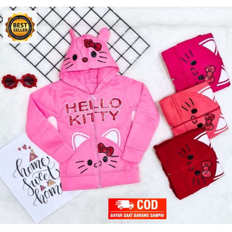 Hoodie Anak Perempuan 6-10Tahun Lucky Bear Ungu / Jaket Anak Cewek / Baju Hangat Anak / Hudi Hodi Ja