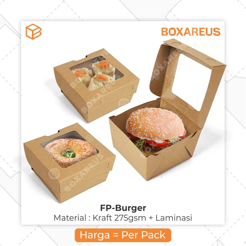 Box Burger Lunch Packaging Kotak Makanan Dus Takoyaki Dimsum | FP Burger