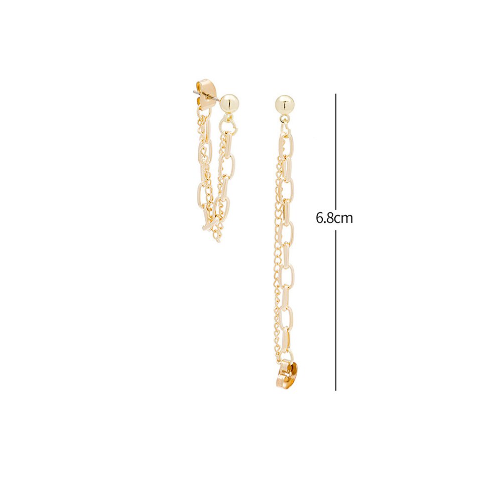 Anting Stud Rantai Panjang Bahan Logam Warna Emas Perak Untuk Wanita