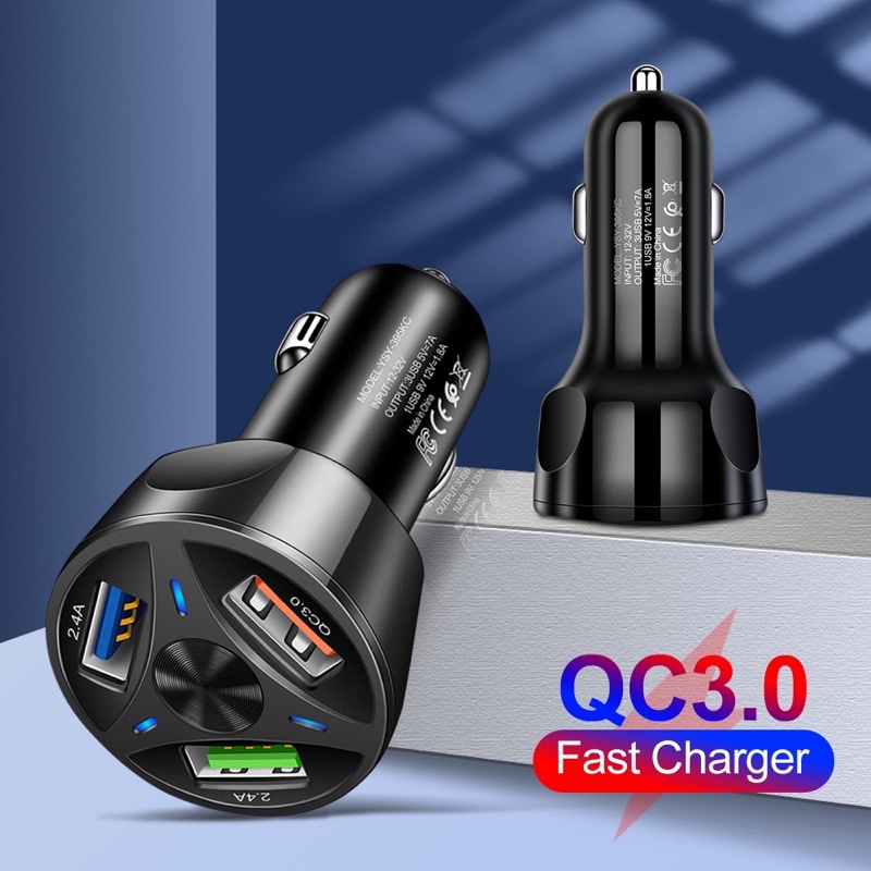 Car Charger Fast Charger 3 Port USB AN-66 QC 3.0 7A MICRO, TYPE C, LIGHTNING Output Saver Led PROMO SEN-AB